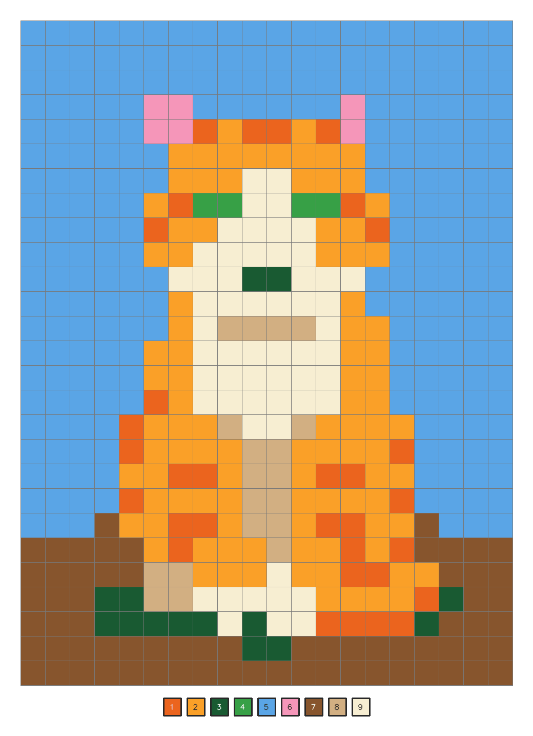 A kids mystery mosaic solution showing an orange cat on grass