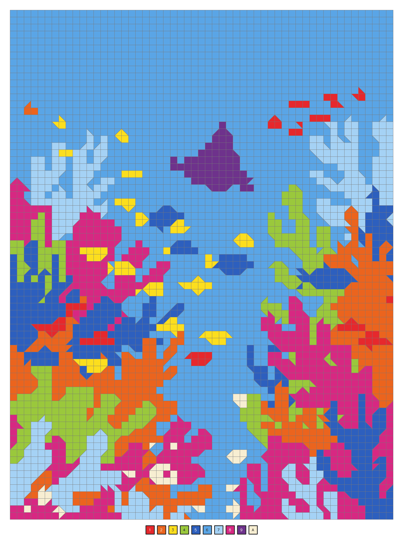 An expert mystery mosaic solution showing a coral reef with tropical fish