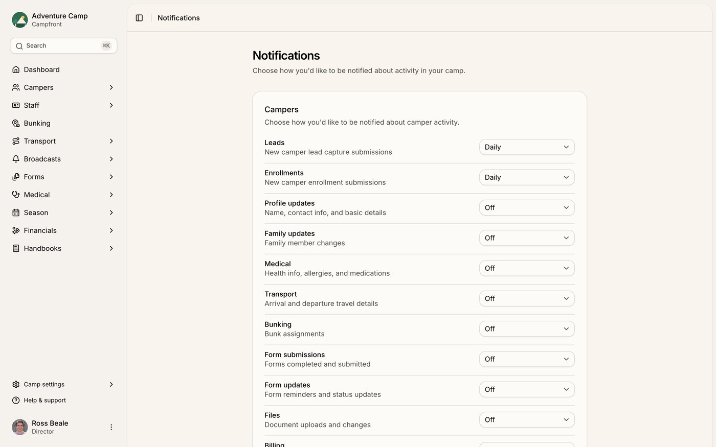 Notification preferences