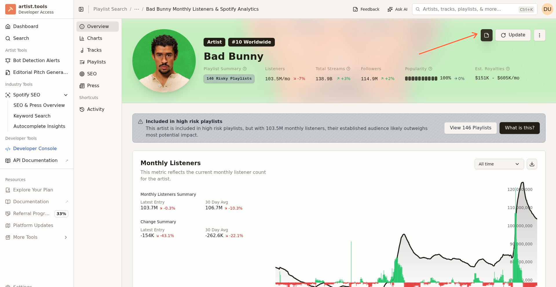 Update button location in entity page header