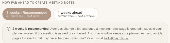 The generation window: 2 weeks or 4 weeks ahead