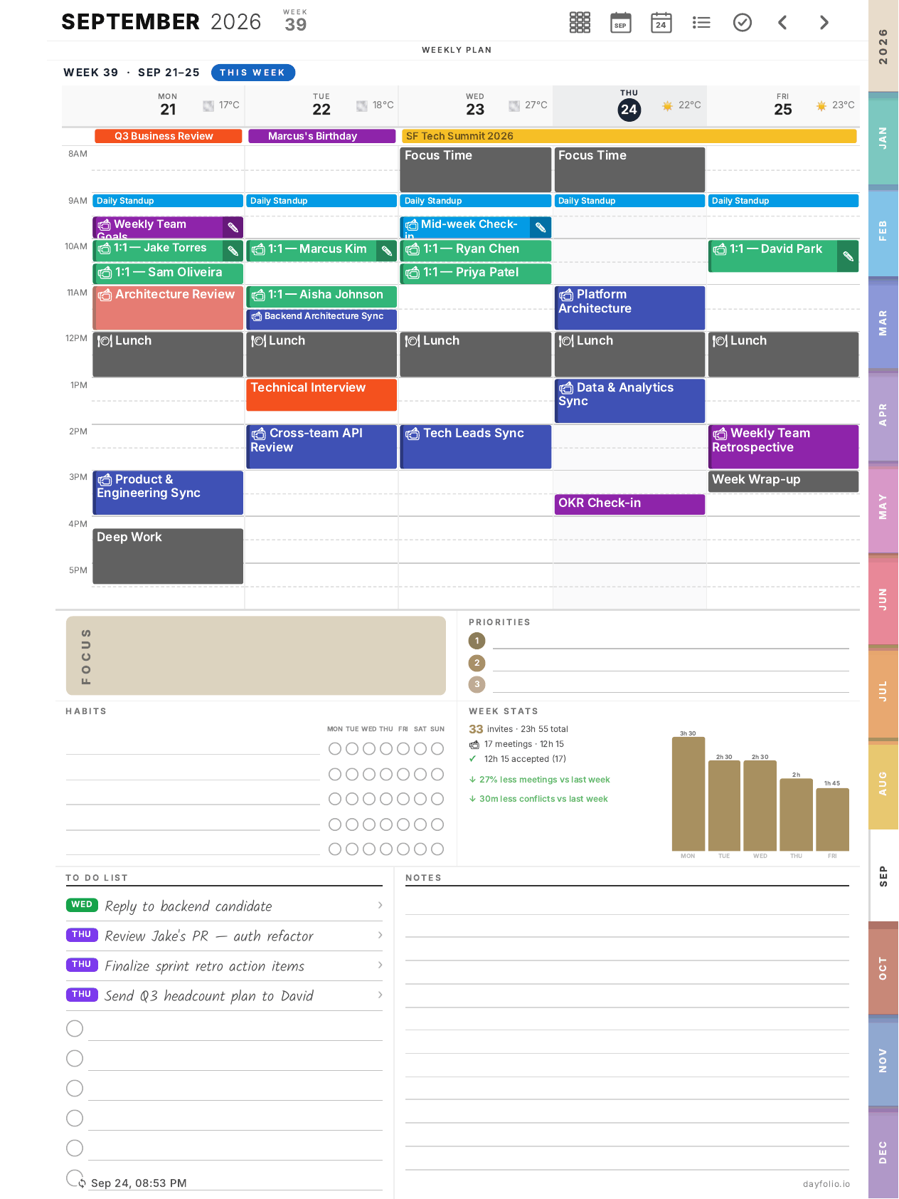 A Week View on the full-size layout