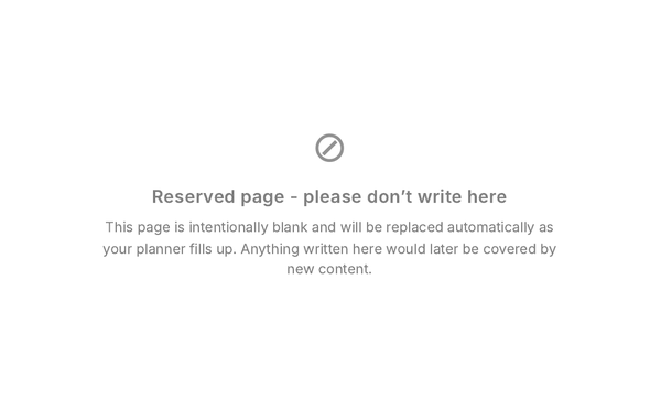A reserved page: blank except for "Reserved page - please don't write here" in the middle