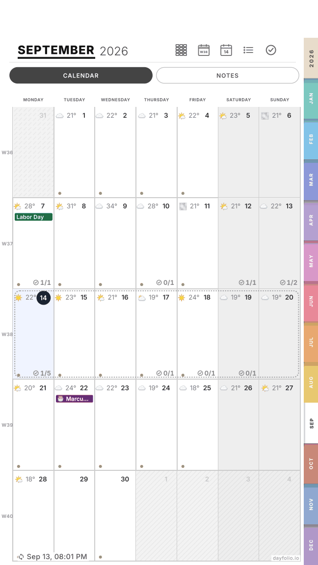 Month View on the Move: the Calendar tab
