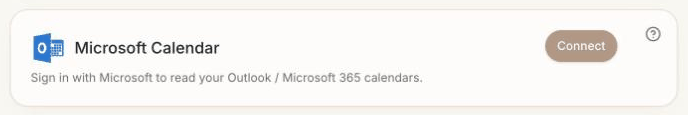 The Microsoft Calendar card in Step 6