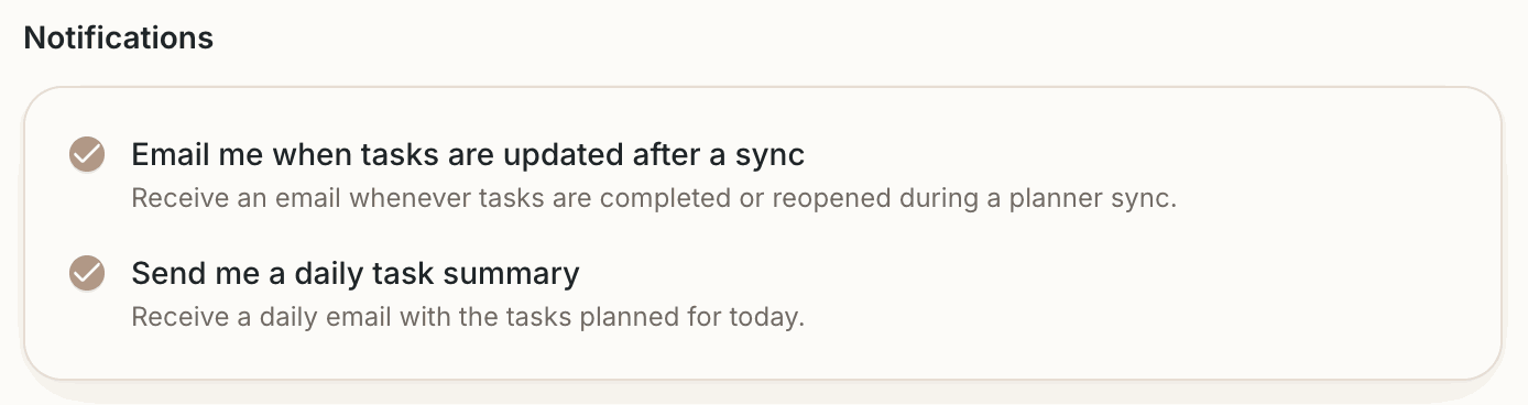 The two email options under Notifications in Step 8