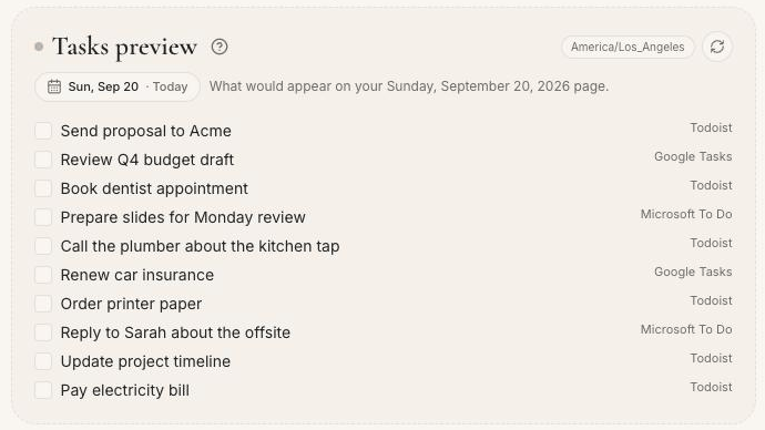 The Tasks preview in Step 8
