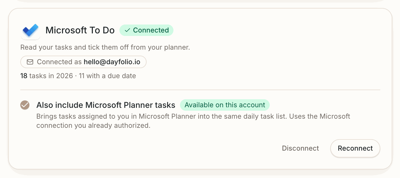 The Microsoft To Do card in Step 8 with "Also include Microsoft Planner tasks" turned on